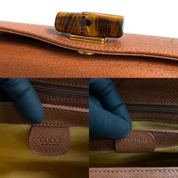 GUCCI Brown Leather Bamboo Tote Bag - Picture 3 of 8